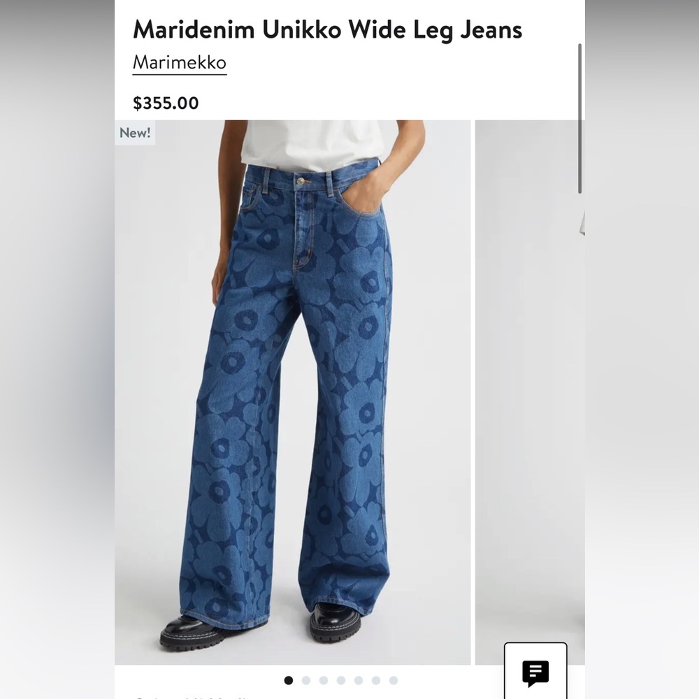NWT Marimekko Unikko wide leg jeans